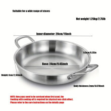 3-Ply Stainless Steel Frying Pan with Double Handle Design, 304 Grade for Professional Chef Home Cook