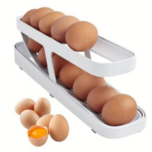 Caja de plástico blanco para almacenar huevos, de tamaño universal para organizar el refrigerador y la despensa.