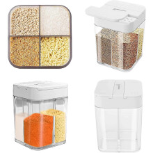 Tarro para condimentos con tapa deslizante y 4 orificios ajustables, paquete de 2 recipientes transparentes para especias.