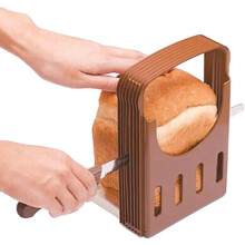 Guía para cortar pan con ajuste de grosor de 4 niveles, antideslizante y plegable para pan casero, bagels y queso.