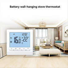 Termostato programable semanal con pantalla LCD y bloqueo infantil para sistemas de calefacción doméstica, funciona con pilas, color blanco.