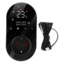 Programmeerbare stekkerthermostaat compatibel met TUYA, 16A energiebesparend, dubbele temperatuurweergave, afteltimer met touchscreen