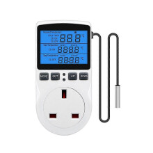 Programmable Temperature Control Socket with Child Safety Shutter Nickel-Plated Copper Plates for Accurate Thermostat Cycle Timing, -40C to 120C
