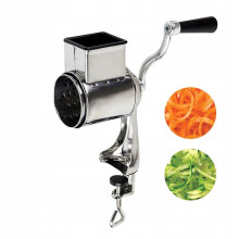 Manual Rotary Vegetable Slicer with 5 Replaceable Stainless Steel Blades for Fast Chopping and French Fry Preparation, Home and Commercial Use