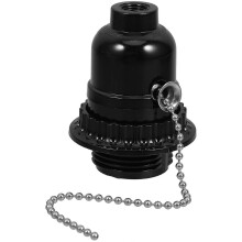 E27 Lamp Holder with Pull Chain Switch for Pendant Lights Ceiling Fixtures, Black ABS