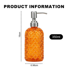 Dispensador de jabón de 350 ml con botella de vidrio y bomba metálica, apto para jabón de manos o champú.