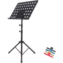 Adjustable Folding Music Stand with Carry Bag, DualUse Desktop and Floor, Tilt Tray, Page Holders