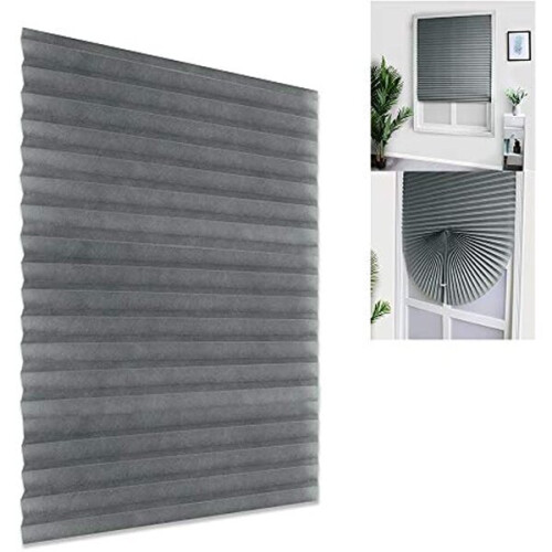 Non-Woven Pleated Window Blinds, Silver Coated Thermal Insulation & Light Blocking, No Tools Installation