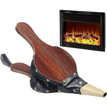 Soprador de lareira com bico de metal e couro sintético, soprador manual para fogão a lenha e churrasco, 31,75 cm
