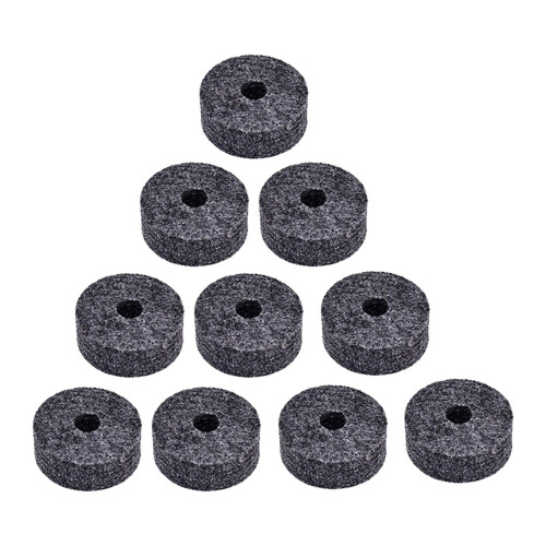 Gray Cymbal Felt Pads for Drum Set, 10 Pack Replacement Washers, Protects Surface, Fits Most Stands