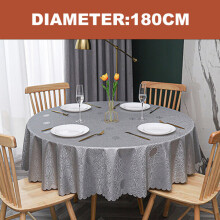 Jacquard Pattern Round Tablecloth 180cm, Waterproof Table Cover for Garden Patio Dining, Machine Washable Polyester in 4 Colours