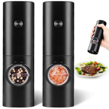 Electric Pepper and Salt Mill with Ceramic Grinder Core, Adjustable Coarseness, Battery-Powered with Integrated Illumination for Kitchen