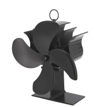 Fireplace Fan, Heat Powered for Wood Burning Stove with Large Air Volume, Silent 4 Blade Design in Black Anodised Aluminium
