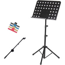 Adjustable Folding Music Stand with Lamp and Clip, DualUse Desktop Book Holder and Carrying Bag
