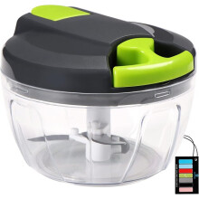 Kitchen Vegetable Processor, Manual Hand-Pull Chopper with 3 Blades Detachable Bowl for Easy Cleaning, 500 ml Capacity