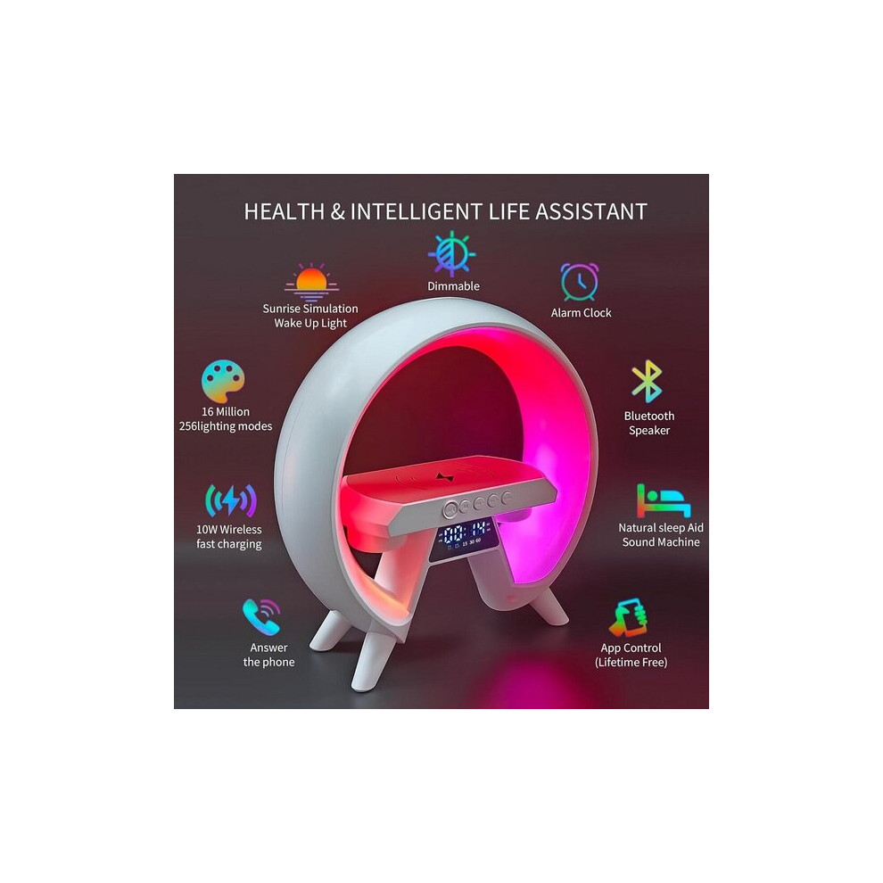10W Fast Wireless Charger With Dimmable Led And Bluetooth 5.3 Speaker For Bedside Light 6901508560222