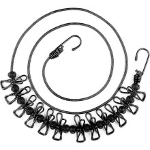 Retractable Clothesline 1.82 Metres, Windproof with 12 Steel Clips and Hooks, Portable Drying Line for Outdoor Use, Travel and Laundry