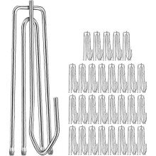 Ganchos de acero inoxidable para cortinas, paquete de 30 unidades, diseño de cuatro puntas para colgar de forma segura cortinas plisadas y estándar.