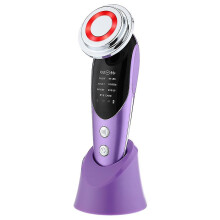 USB oplaadbaar gezichtsreinigingsapparaat, 3 lichttherapiestanden voor huidverjonging en acne, 7 functies met vibratie.