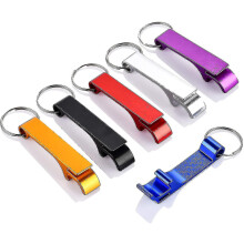 Flesopener met sleutelhanger, lichtgewicht aluminiumlegering, 6 stuks, draagbaar voor op reis en buitenactiviteiten.