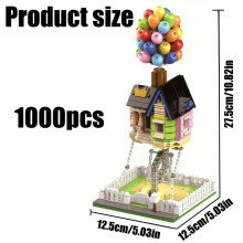 (1000pcs) 1000-teiliges Fliegenhaus-Bausteinset, ABS-Material, Halloween-/Geburtstags-/Valentinstagsgeschenk,
