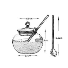 Tarro de cristal para especias con tapa y cuchara, recipiente hermético transparente para sal, azúcar y hierbas.