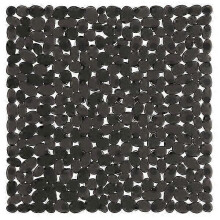 Bathroom Mat, 53x53cm Clear Black PVC, Antibacterial Anti-Mould, Strong Suction Cup Design for Optimal Drainage and Safety