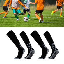 Kinder-Fußballsocken 2 Paar,absorbierend,rutschfest,dehnbar,schwarz
