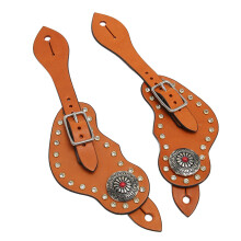 Verstellbarer brauner Kunstleder-Western-Sporenriemen mit Schnalle für das Reiten