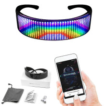 Anpassbare LED-Brille mit Nachrichtenanimation, App-Steuerung via Bluetooth, wiederaufladbar per USB für Veranstaltungen am Abend