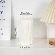 Shatterproof Vase White Plastic with Spiked Design Faux Ceramic Finish for Dried & Artificial Flowers