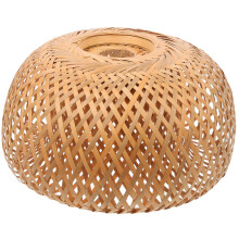 Natural Bamboo Lampshade for E27 Fittings in Beige, Woven Design for Soft Diffused Light in Bedroom Living Room