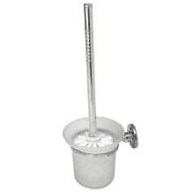 Toiletborstelset, wandmontage, in zilverkleurig chroom en helder glas - Duurzame reinigingsborstel voor de badkamer inclusief bevestigingsmateriaal.