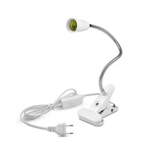 Adjustable Clip-on Lamp Base with EU Power Adapter, E27 Bulb Holder with Push Button Switch for Flexible Reading Light