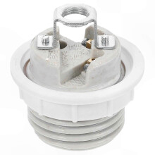 E27 Ceramic Light Socket for DIY Ceiling Light Fixture Replacement, Full Thread Single Ring Design in White, Ceramic ABS Aluminium Construction