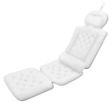Ondersteunend, ergonomisch badkussen voor in bad met 5D luchtdoorlatend mesh, 192 antislip zuignappen, 130 cm lang