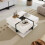 （78x78x36cm, White）Coffee table, 4 drawers, storage space at the bottom 4