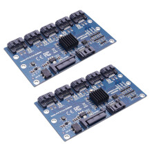 2X Controller Card Motherboard Expansion Card 1 To 5 Port Sata3.0 6Gbps Multiplier Port Riser Card Adapter
