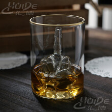 (8*11 gold tracing) Kreatives mittelfingerförmiges Whiskyglas. Whiskyglas mit hohem Borosilikatgehalt