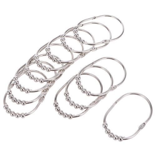 24Pcs Silver Gliding Curtain Rings Heavy Duty Rustproof Shower Hooks 1