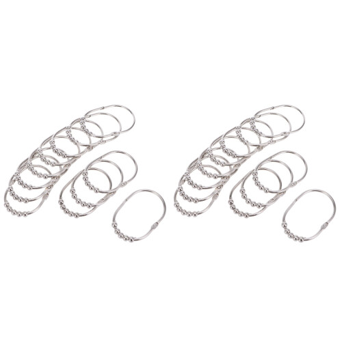 24Pcs Silver Gliding Curtain Rings Heavy Duty Rustproof Shower Hooks 2
