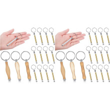 24pcs WoodTurning Keychain Kit Wood Turning Accessories Mandrel Wood Turning Keychain for Woodworking Gift B