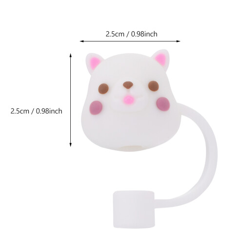 2Pcs White Silicone Straw Plugs Dustproof Drinking Straw Covers 2