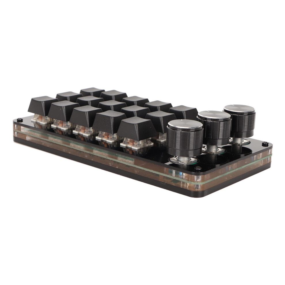 Mini Custom 15-Key Programmable Macro Keyboard With 3 Knobs, Switches Blue 9421389671192