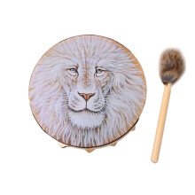 Handmade Shamanic Drum with Stick for Adult Meditation and Reflection, Ethereal Round Design