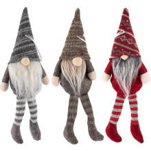 Weihnachtsdekoration „Alter Mann“, 3-teiliges Strickpuppen-Set ohne Gesicht, rot-grau-braune Hängeornamente für Zuhause