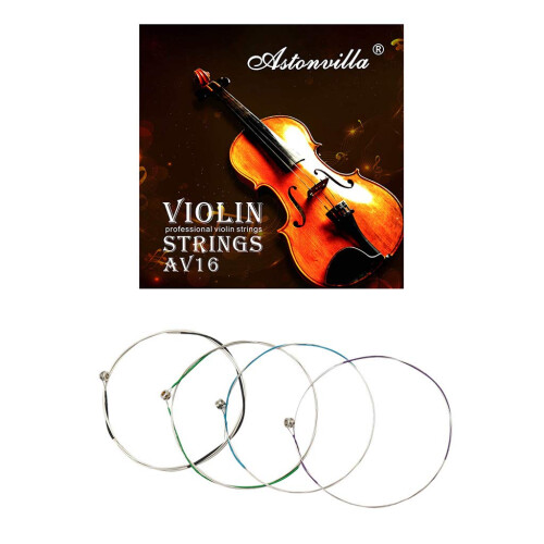 Violin String Set 4Pcs EADG Silver Wound Replacement for 3/4 and 4/4 with Bright Clear Tone