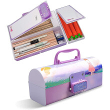 Password Lock Pencil Case with 3 Compartments Detachable Box, Large Capacity Storage for Pens, Pencils, School Supplies