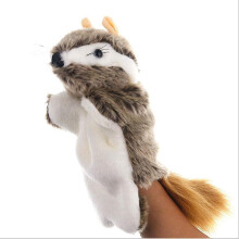 25 cm grote zachte eekhoornhandpop voor kinderen, pluizig dierenspeelgoed om creativiteit en motorische vaardigheden te ontwikkelen.