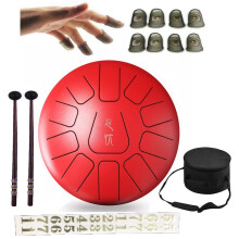 10 Inch 11 Notes Steel Tongue Drum Handpan Set with Bag and Mallets for Yoga Meditation Music Therapy